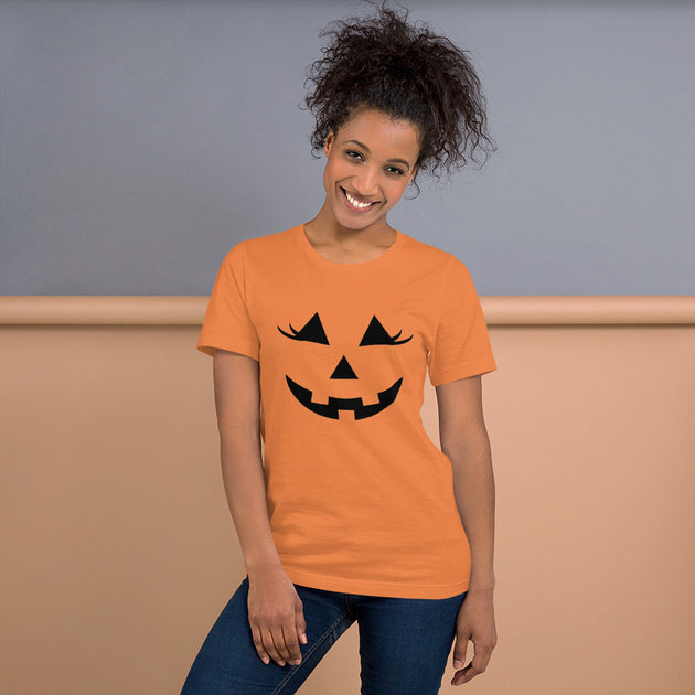 Spooky Halloween Orange and Black Pumpkin Jack-o-Lanterns Longline Sports  Bra at  Women's Clothing store